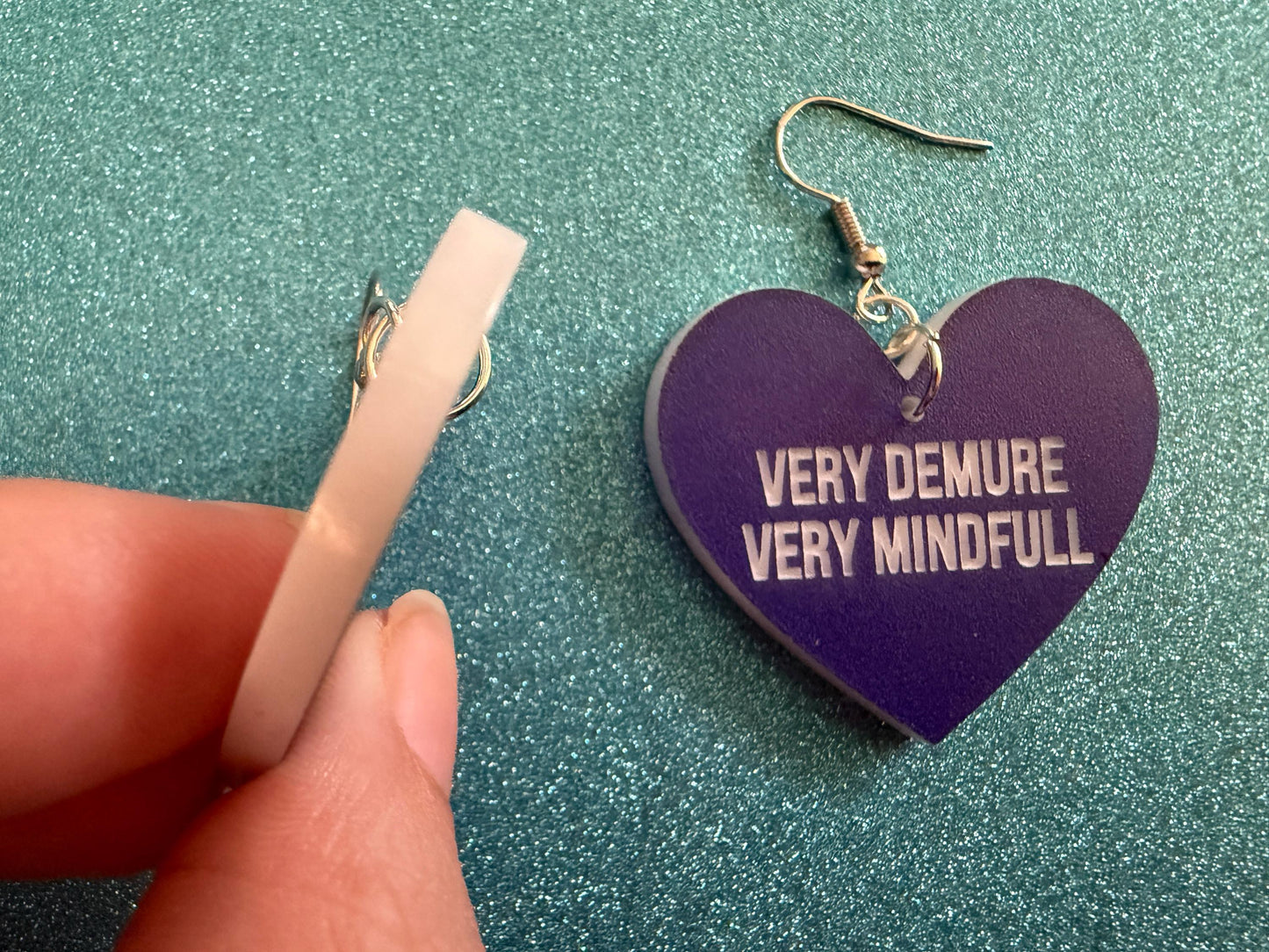 Demure Earrings: Laser Engraved Words, Very Demure, Very Mindful, Custom Words, Pop Culture, Novelty, Viral, Best Gifts for Her/Him/Them
