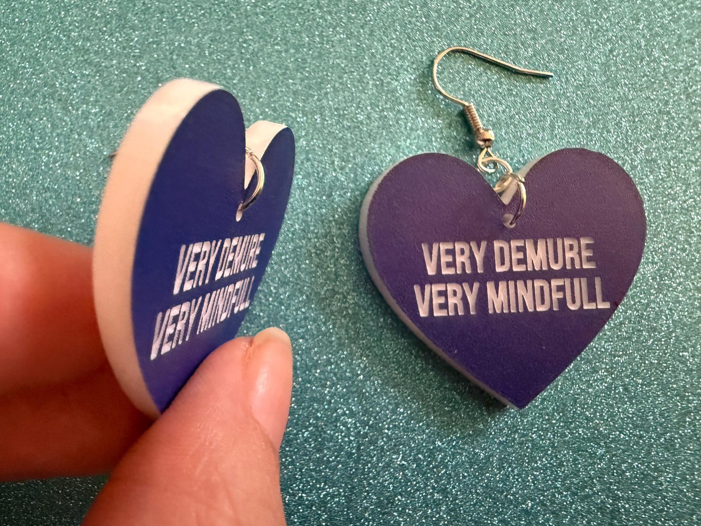 Demure Earrings: Laser Engraved Words, Very Demure, Very Mindful, Custom Words, Pop Culture, Novelty, Viral, Best Gifts for Her/Him/Them