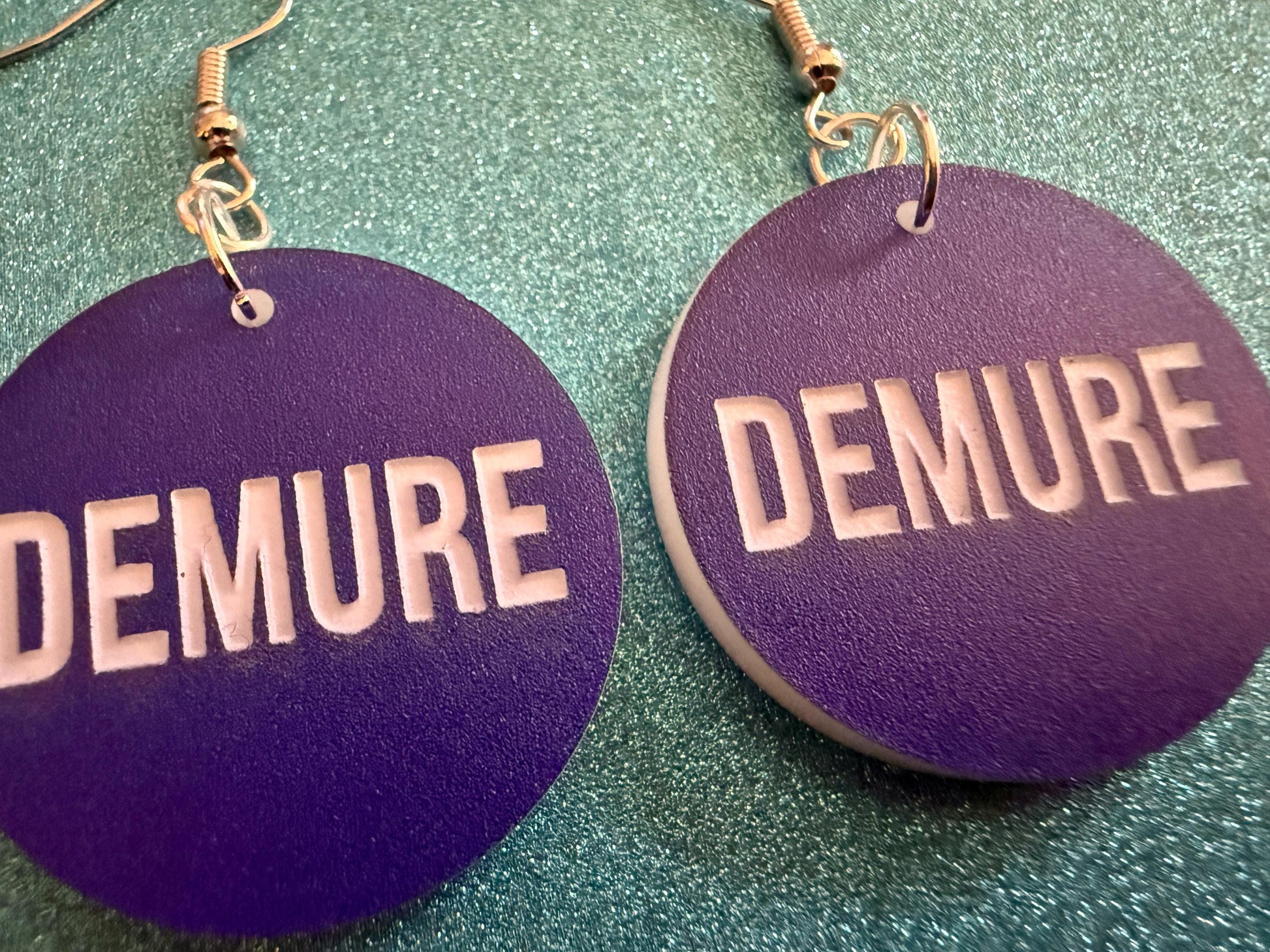 Demure Earrings: Laser Engraved Words, Very Demure, Very Mindful, Custom Words, Pop Culture, Novelty, Viral, Best Gifts for Her/Him/Them