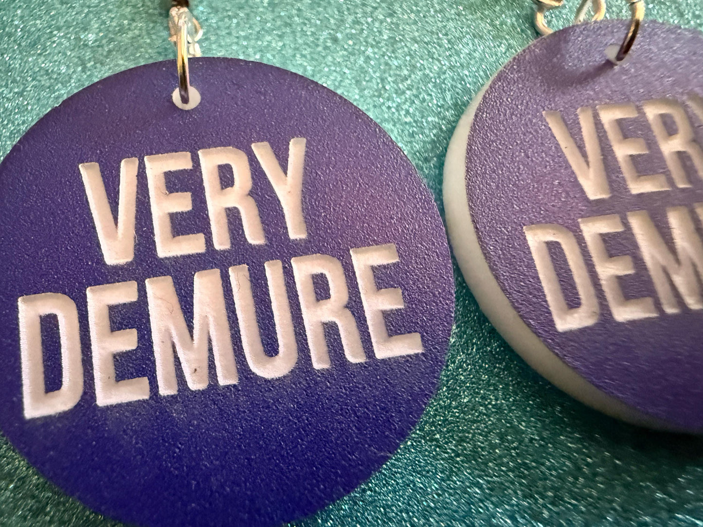 Demure Earrings: Laser Engraved Words, Very Demure, Very Mindful, Custom Words, Pop Culture, Novelty, Viral, Best Gifts for Her/Him/Them