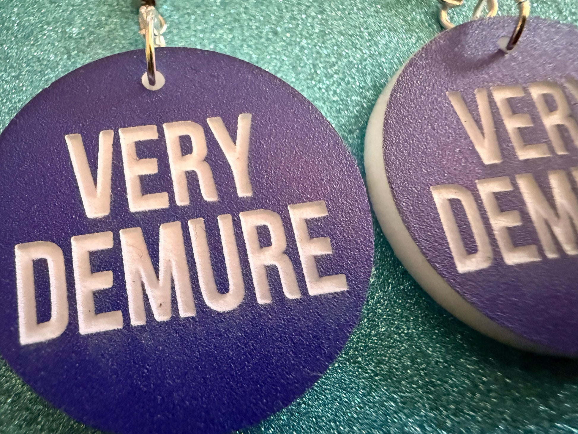 Demure Earrings: Laser Engraved Words, Very Demure, Very Mindful, Custom Words, Pop Culture, Novelty, Viral, Best Gifts for Her/Him/Them