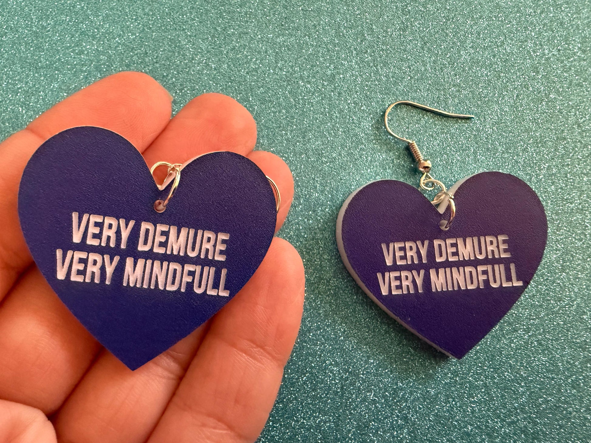 Demure Earrings: Laser Engraved Words, Very Demure, Very Mindful, Custom Words, Pop Culture, Novelty, Viral, Best Gifts for Her/Him/Them