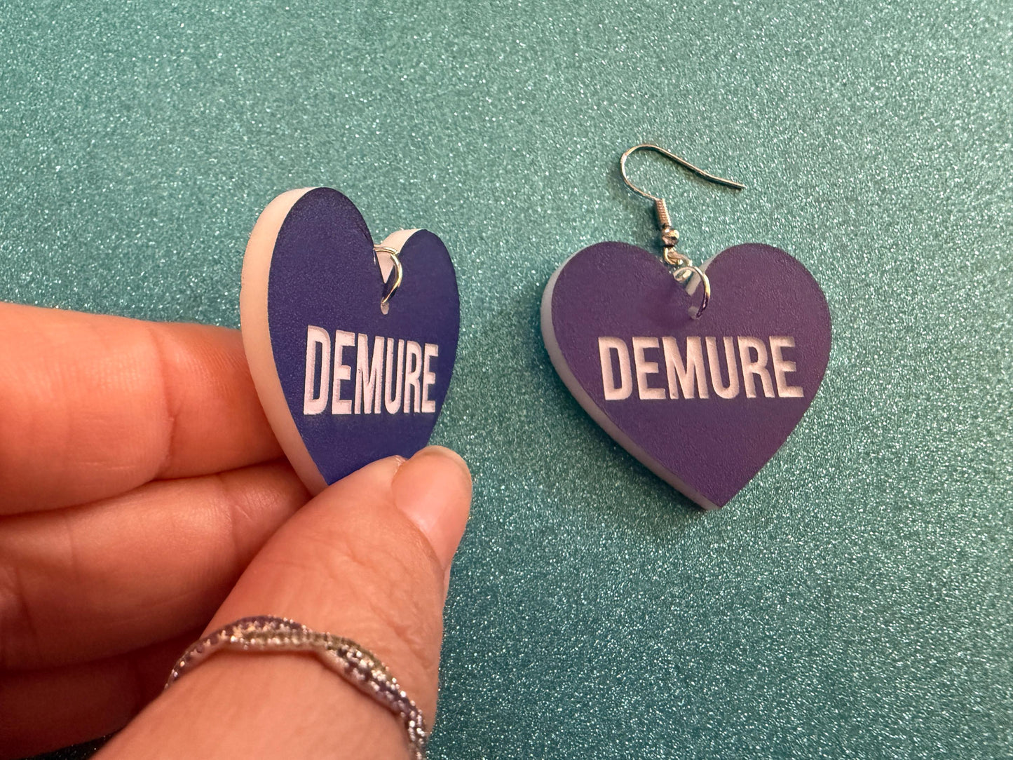 Demure Earrings: Laser Engraved Words, Very Demure, Very Mindful, Custom Words, Pop Culture, Novelty, Viral, Best Gifts for Her/Him/Them