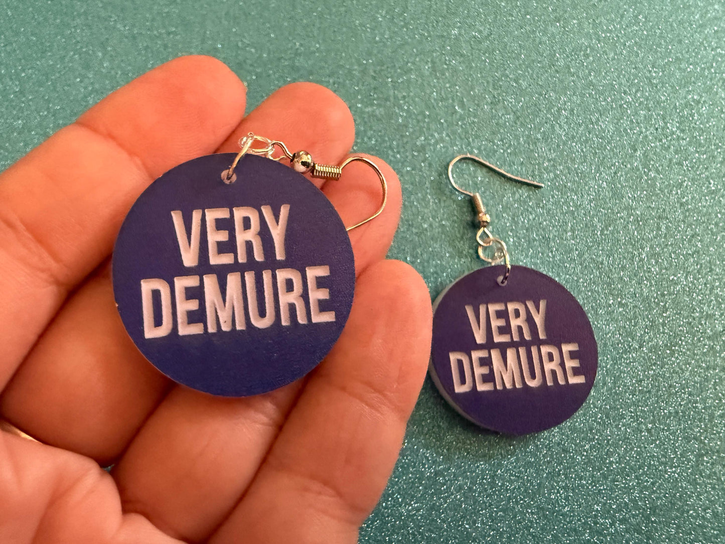Demure Earrings: Laser Engraved Words, Very Demure, Very Mindful, Custom Words, Pop Culture, Novelty, Viral, Best Gifts for Her/Him/Them