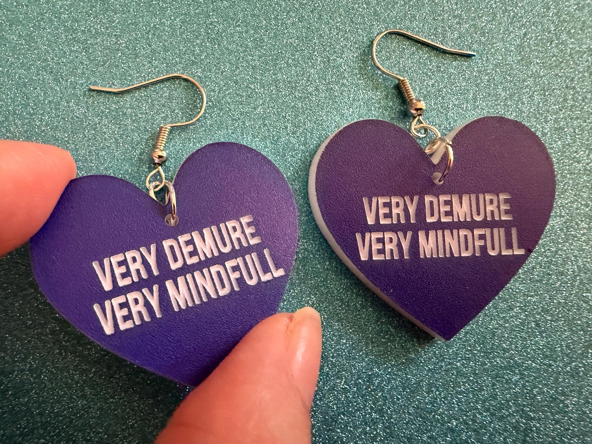 Demure Earrings: Laser Engraved Words, Very Demure, Very Mindful, Custom Words, Pop Culture, Novelty, Viral, Best Gifts for Her/Him/Them