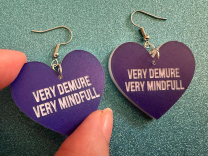 Demure Earrings: Laser Engraved Words, Very Demure, Very Mindful, Custom Words, Pop Culture, Novelty, Viral, Best Gifts for Her/Him/Them