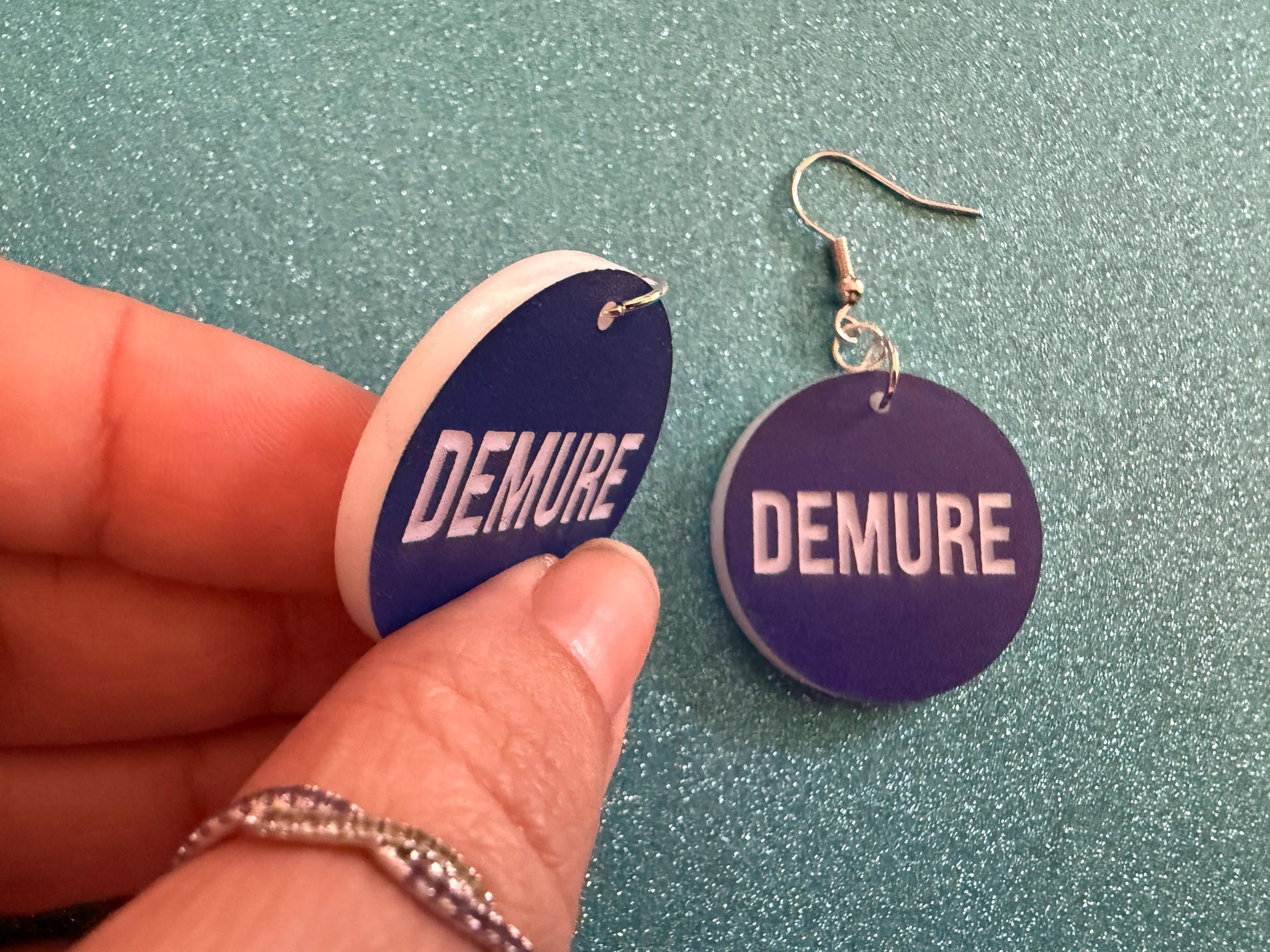 Demure Earrings: Laser Engraved Words, Very Demure, Very Mindful, Custom Words, Pop Culture, Novelty, Viral, Best Gifts for Her/Him/Them