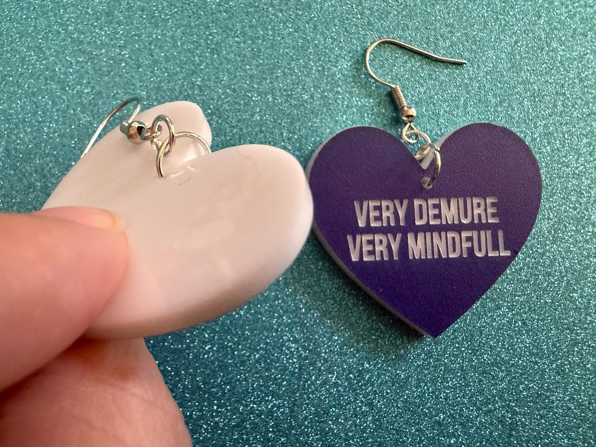 Demure Earrings: Laser Engraved Words, Very Demure, Very Mindful, Custom Words, Pop Culture, Novelty, Viral, Best Gifts for Her/Him/Them