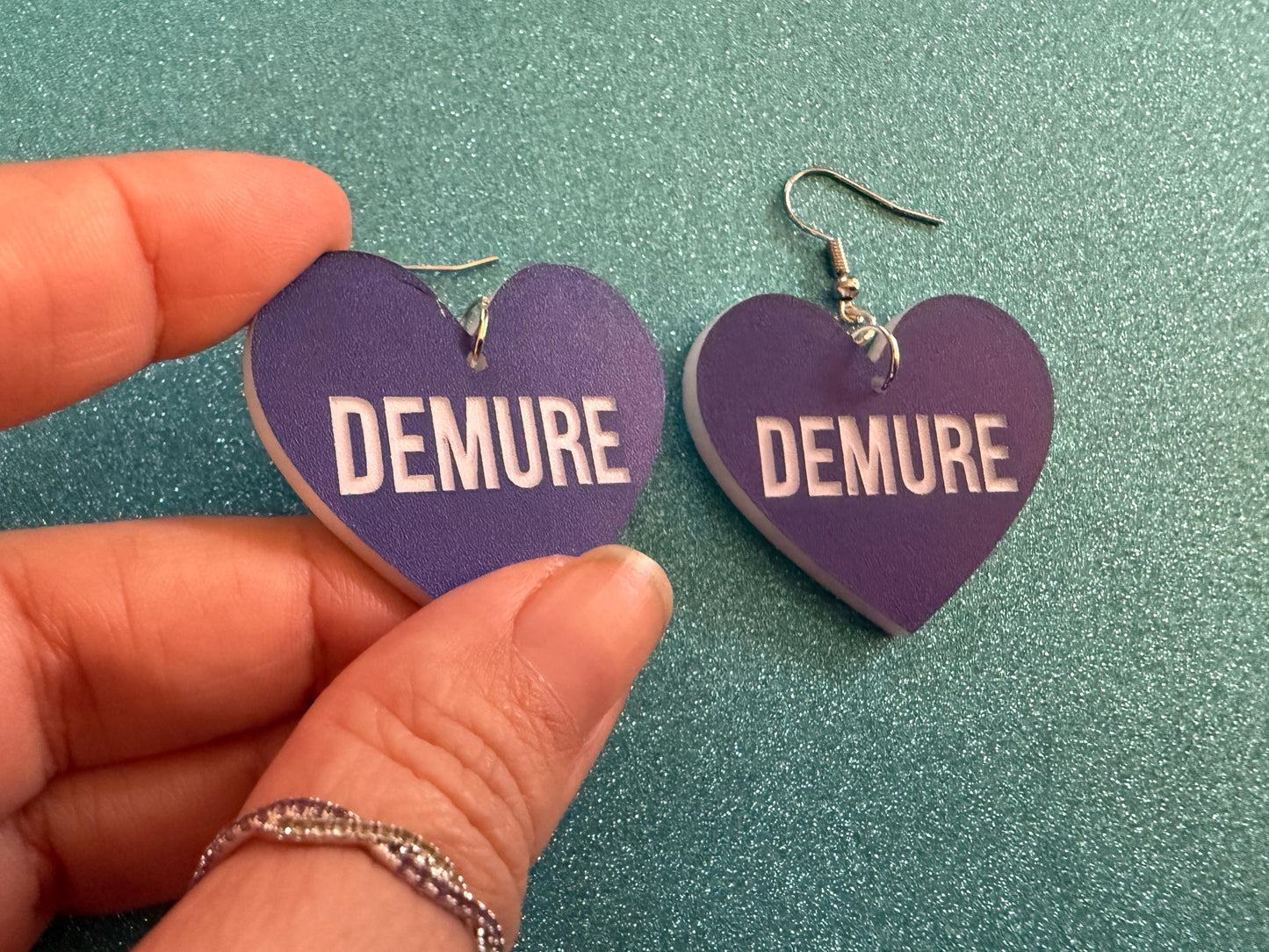 Demure Earrings: Laser Engraved Words, Very Demure, Very Mindful, Custom Words, Pop Culture, Novelty, Viral, Best Gifts for Her/Him/Them