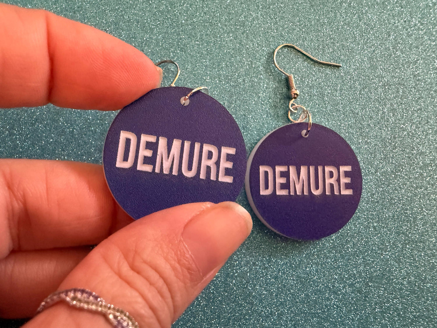 Demure Earrings: Laser Engraved Words, Very Demure, Very Mindful, Custom Words, Pop Culture, Novelty, Viral, Best Gifts for Her/Him/Them