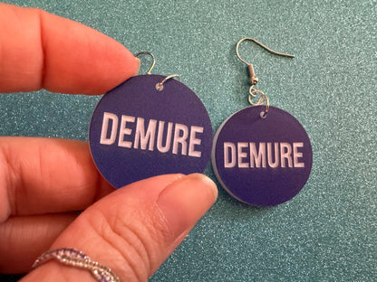 Demure Earrings: Laser Engraved Words, Very Demure, Very Mindful, Custom Words, Pop Culture, Novelty, Viral, Best Gifts for Her/Him/Them