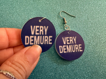 Demure Earrings: Laser Engraved Words, Very Demure, Very Mindful, Custom Words, Pop Culture, Novelty, Viral, Best Gifts for Her/Him/Them