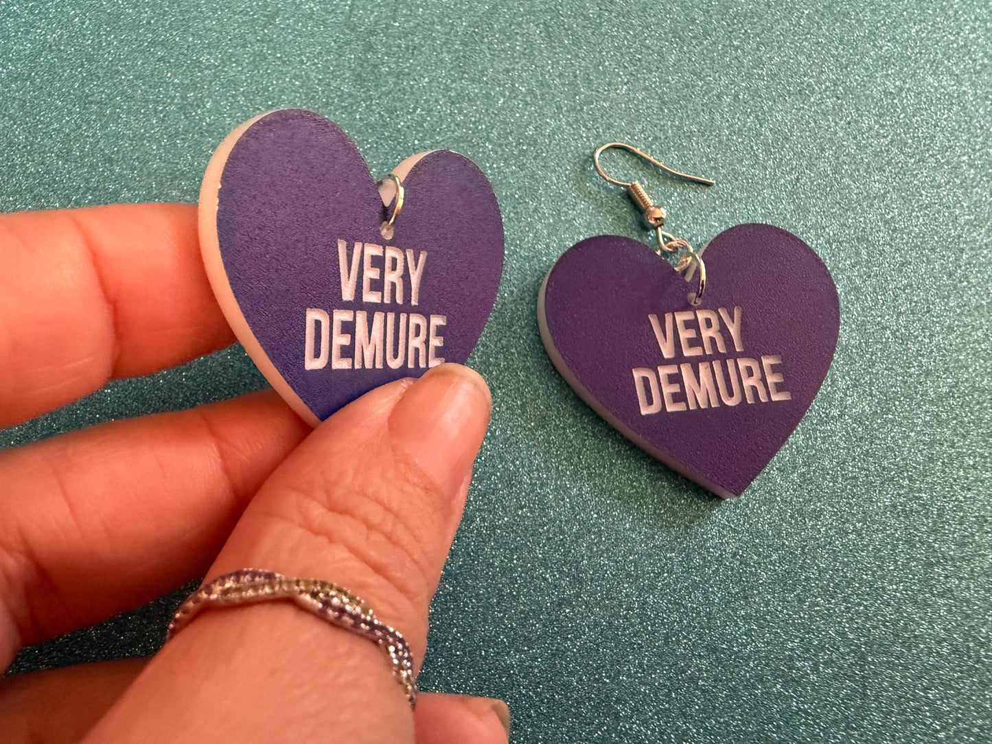 Demure Earrings: Laser Engraved Words, Very Demure, Very Mindful, Custom Words, Pop Culture, Novelty, Viral, Best Gifts for Her/Him/Them