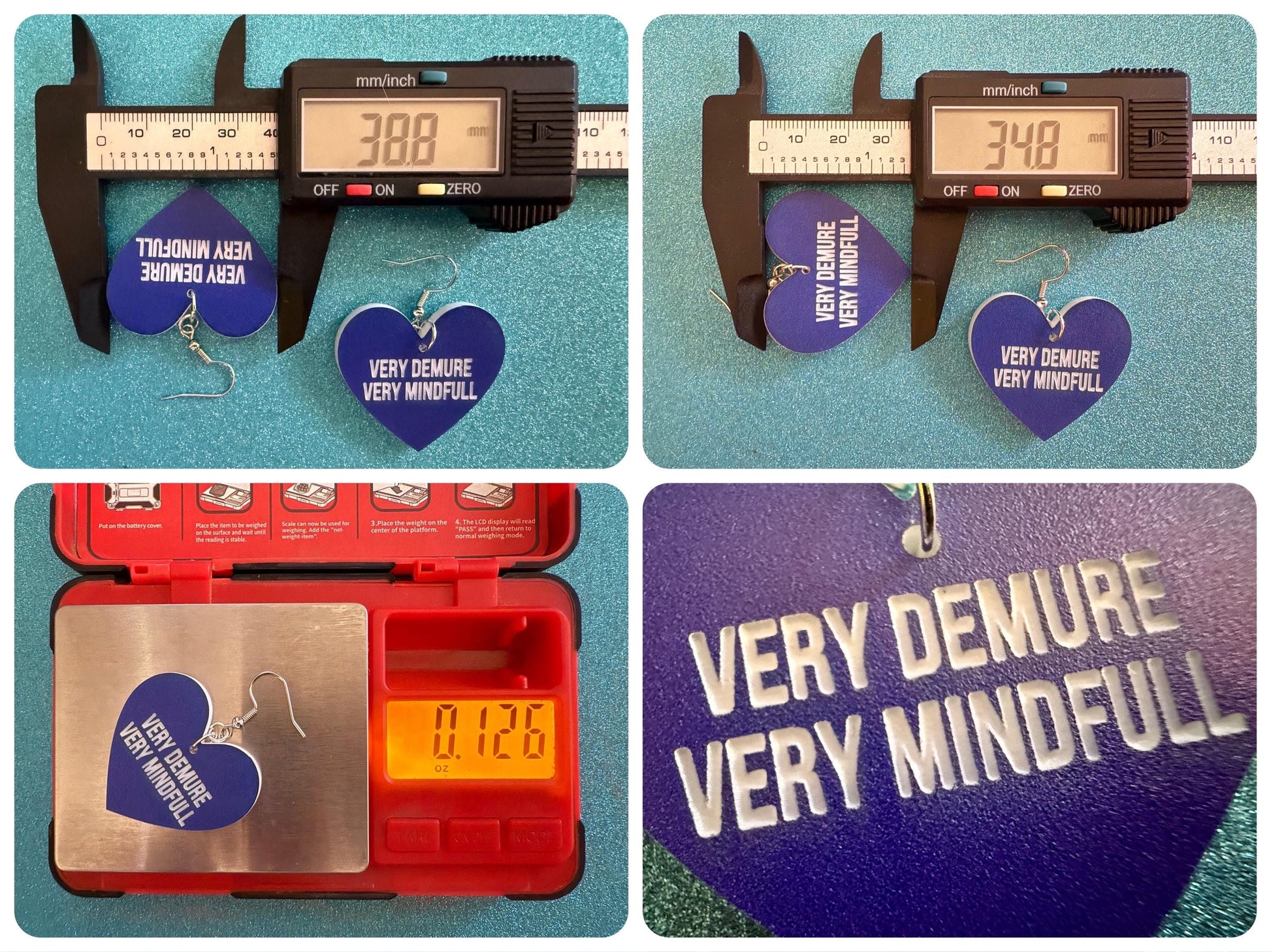 Demure Earrings: Laser Engraved Words, Very Demure, Very Mindful, Custom Words, Pop Culture, Novelty, Viral, Best Gifts for Her/Him/Them