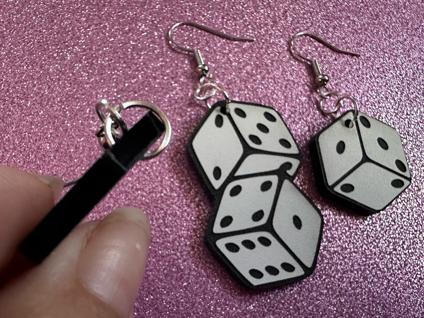 Dice Earrings: Laser Cut Acrylic Dice, Board Game, Engraved Dice, Lucky, Las Vegas, Game Night, Casino, Novelty, Best Gifts for Her/Him/Them