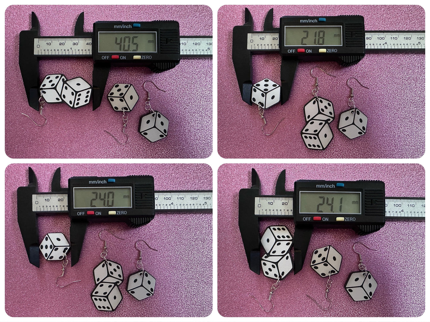 Dice Earrings: Laser Cut Acrylic Dice, Board Game, Engraved Dice, Lucky, Las Vegas, Game Night, Casino, Novelty, Best Gifts for Her/Him/Them