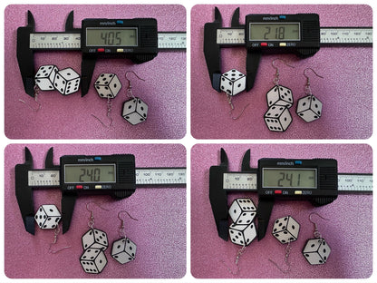 Dice Earrings: Laser Cut Acrylic Dice, Board Game, Engraved Dice, Lucky, Las Vegas, Game Night, Casino, Novelty, Best Gifts for Her/Him/Them