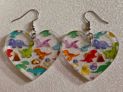 Dinosaur Earrings: Laser Cut Acrylic Dinosaurs, Dinos, Tyrannosaurus Rex, Jurassic, Volcano, Lava, Prehistoric, Best Gifts for Her/Him/Them