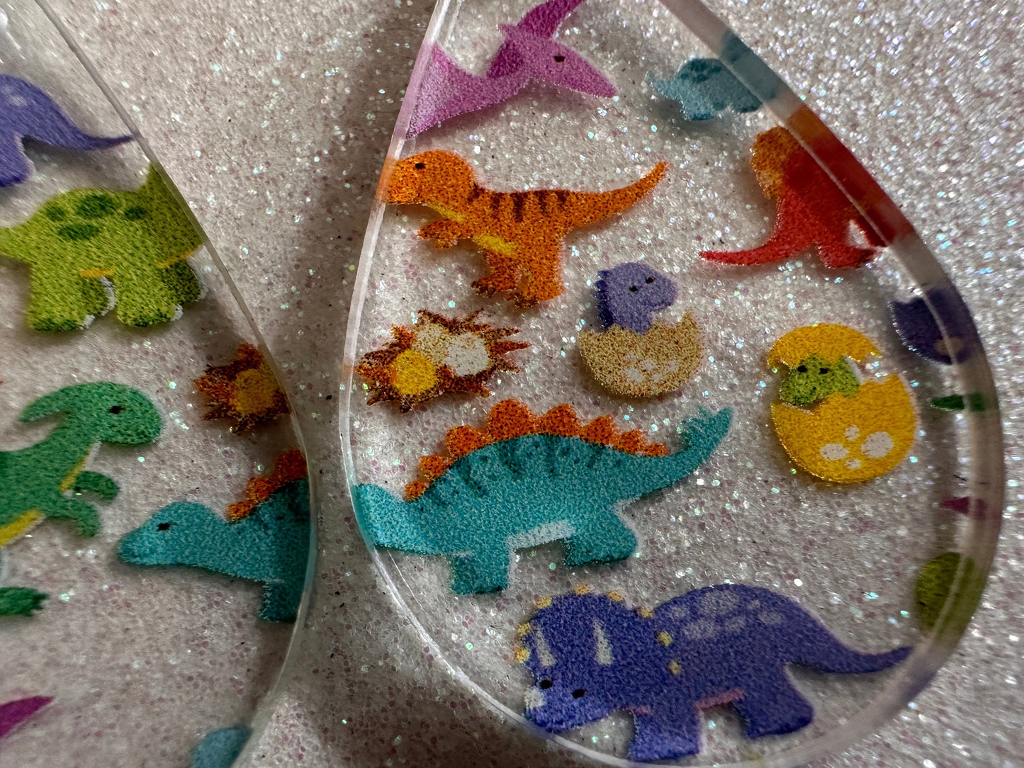 Dinosaur Earrings: Laser Cut Acrylic Dinosaurs, Dinos, Tyrannosaurus Rex, Jurassic, Volcano, Lava, Prehistoric, Best Gifts for Her/Him/Them