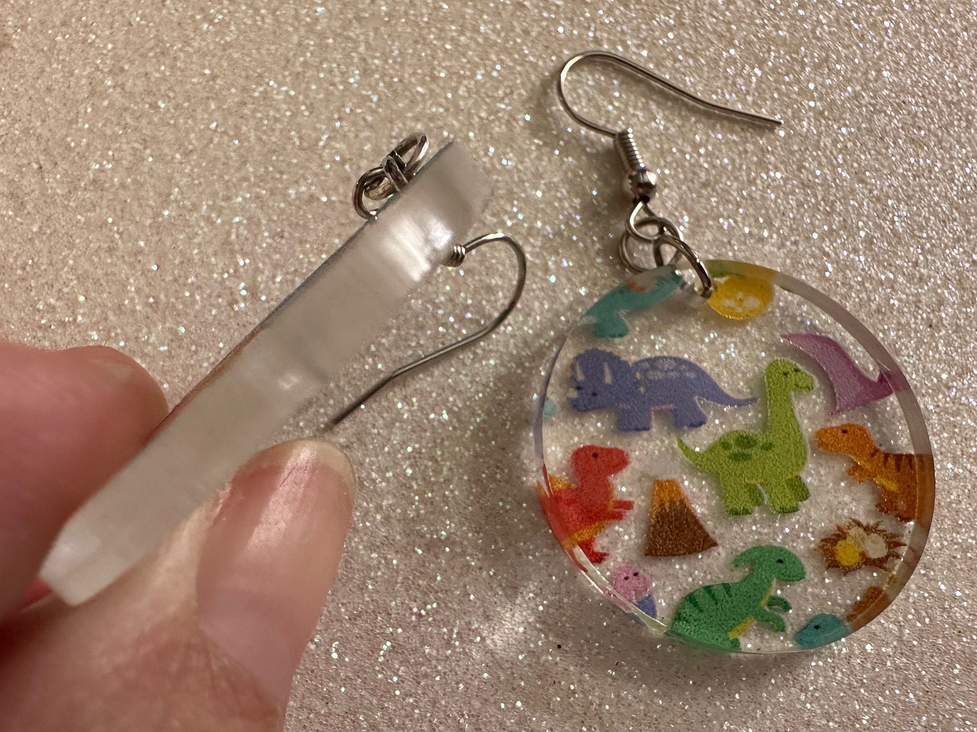 Dinosaur Earrings: Laser Cut Acrylic Dinosaurs, Dinos, Tyrannosaurus Rex, Jurassic, Volcano, Lava, Prehistoric, Best Gifts for Her/Him/Them