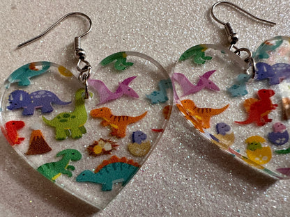 Dinosaur Earrings: Laser Cut Acrylic Dinosaurs, Dinos, Tyrannosaurus Rex, Jurassic, Volcano, Lava, Prehistoric, Best Gifts for Her/Him/Them