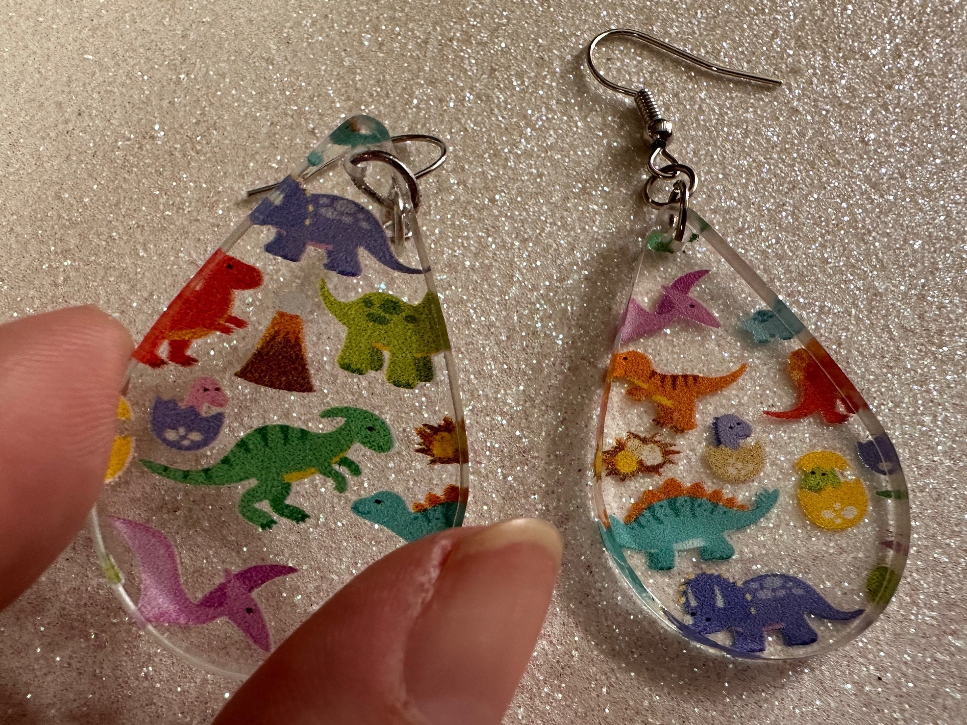 Dinosaur Earrings: Laser Cut Acrylic Dinosaurs, Dinos, Tyrannosaurus Rex, Jurassic, Volcano, Lava, Prehistoric, Best Gifts for Her/Him/Them