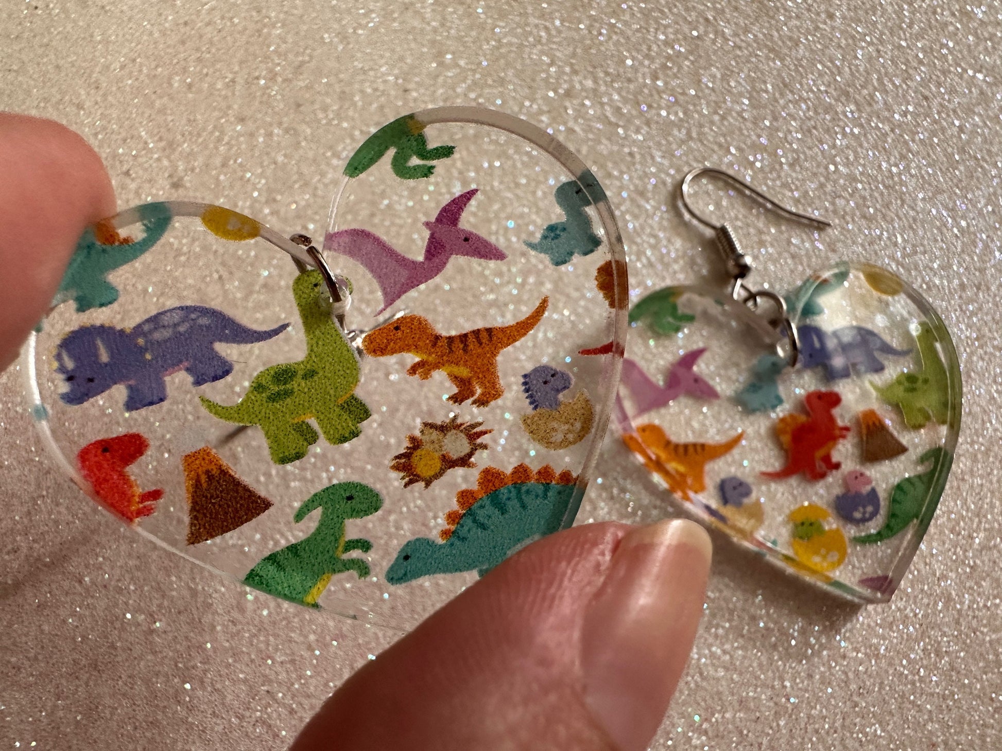 Dinosaur Earrings: Laser Cut Acrylic Dinosaurs, Dinos, Tyrannosaurus Rex, Jurassic, Volcano, Lava, Prehistoric, Best Gifts for Her/Him/Them