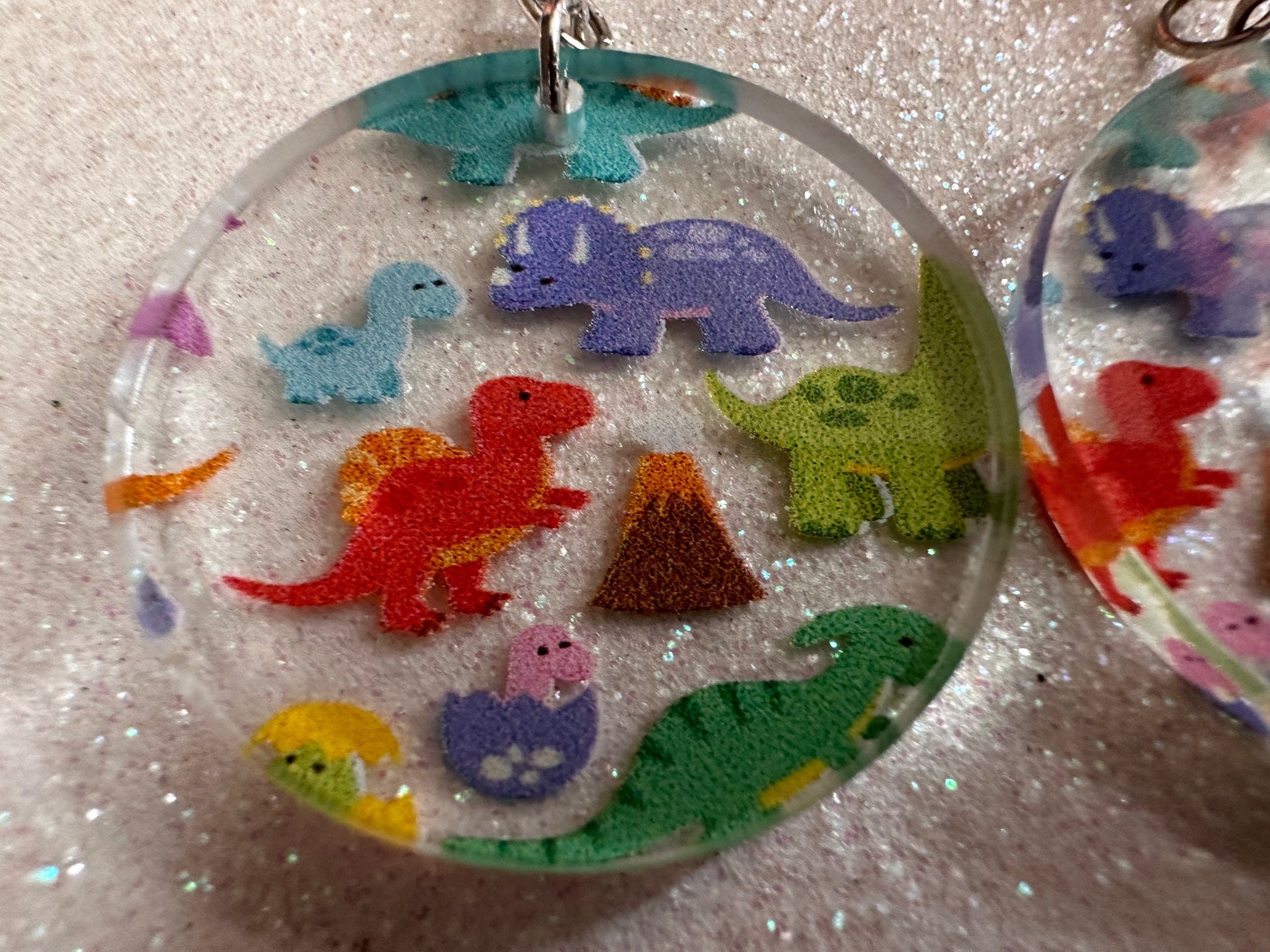 Dinosaur Earrings: Laser Cut Acrylic Dinosaurs, Dinos, Tyrannosaurus Rex, Jurassic, Volcano, Lava, Prehistoric, Best Gifts for Her/Him/Them