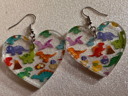 Dinosaur Earrings: Laser Cut Acrylic Dinosaurs, Dinos, Tyrannosaurus Rex, Jurassic, Volcano, Lava, Prehistoric, Best Gifts for Her/Him/Them