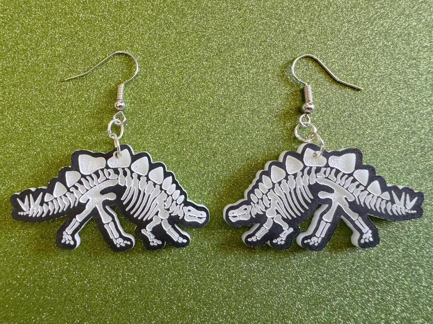 Dinosaur Skeleton Earrings: Laser Cut Acrylic Dinosaurs, Bones, Skeletons, Novelty Earrings, Costume Jewelry, Best Gifts for Her/Him/Them