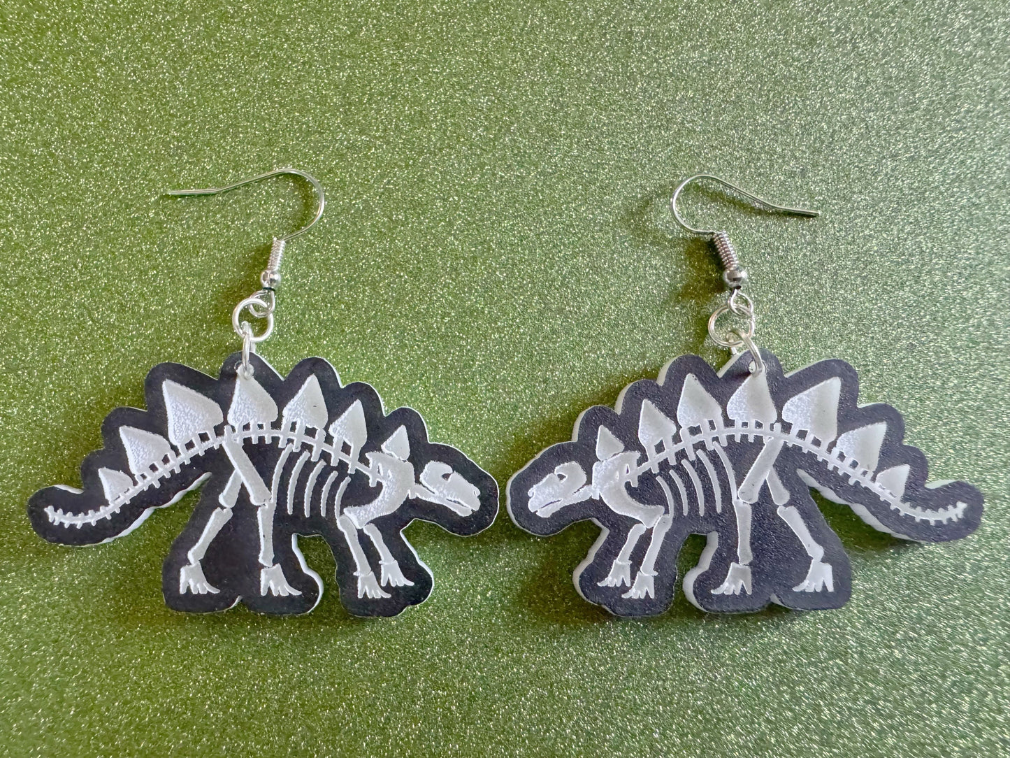 Dinosaur Skeleton Earrings: Laser Cut Acrylic Dinosaurs, Bones, Skeletons, Novelty Earrings, Costume Jewelry, Best Gifts for Her/Him/Them