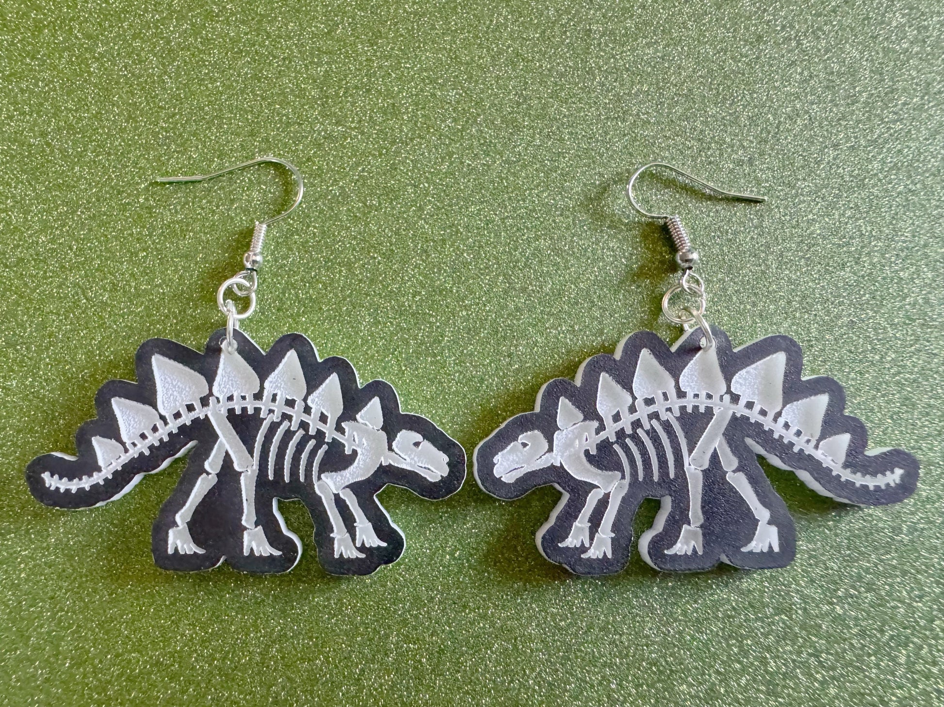 Dinosaur Skeleton Earrings: Laser Cut Acrylic Dinosaurs, Bones, Skeletons, Novelty Earrings, Costume Jewelry, Best Gifts for Her/Him/Them