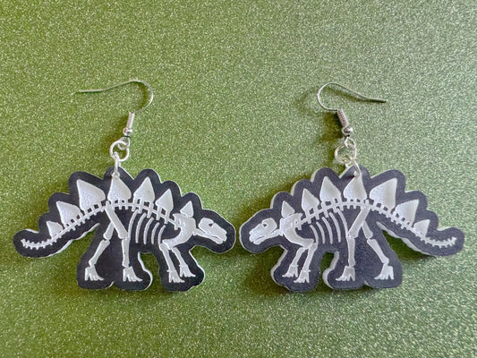 Dinosaur Skeleton Earrings: Laser Cut Acrylic Dinosaurs, Bones, Skeletons, Novelty Earrings, Costume Jewelry, Best Gifts for Her/Him/Them