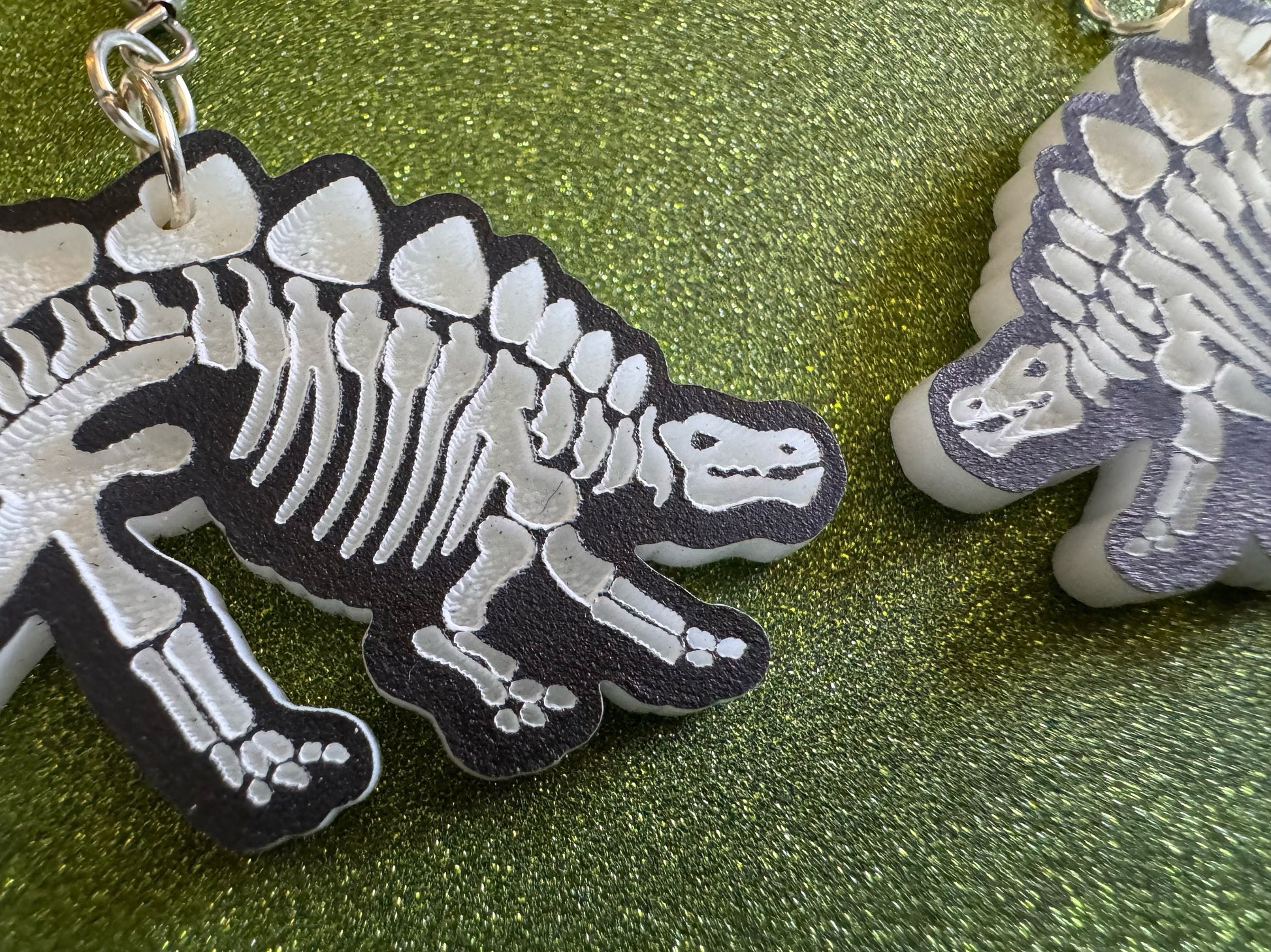 Dinosaur Skeleton Earrings: Laser Cut Acrylic Dinosaurs, Bones, Skeletons, Novelty Earrings, Costume Jewelry, Best Gifts for Her/Him/Them