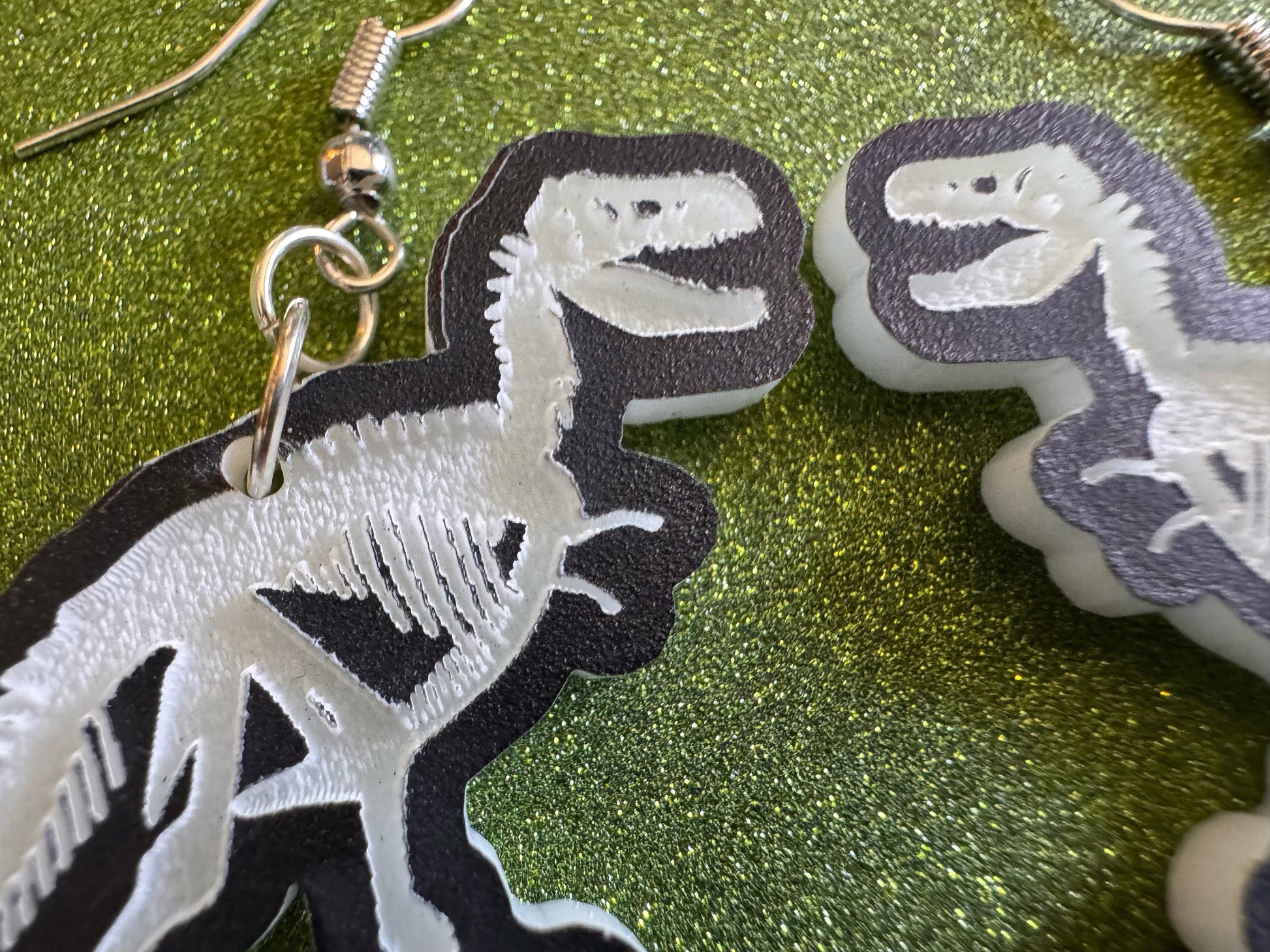 Dinosaur Skeleton Earrings: Laser Cut Acrylic Dinosaurs, Bones, Skeletons, Novelty Earrings, Costume Jewelry, Best Gifts for Her/Him/Them