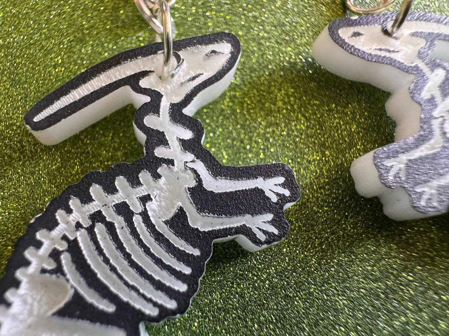 Dinosaur Skeleton Earrings: Laser Cut Acrylic Dinosaurs, Bones, Skeletons, Novelty Earrings, Costume Jewelry, Best Gifts for Her/Him/Them