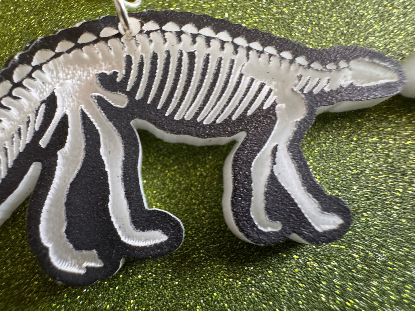 Dinosaur Skeleton Earrings: Laser Cut Acrylic Dinosaurs, Bones, Skeletons, Novelty Earrings, Costume Jewelry, Best Gifts for Her/Him/Them