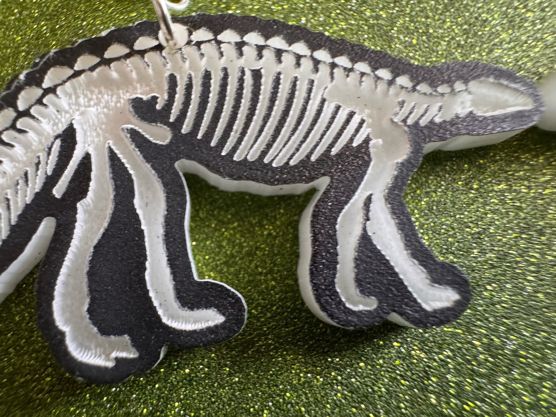 Dinosaur Skeleton Earrings: Laser Cut Acrylic Dinosaurs, Bones, Skeletons, Novelty Earrings, Costume Jewelry, Best Gifts for Her/Him/Them