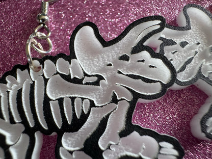 Dinosaur Skeleton Earrings: Laser Cut Acrylic Dinosaurs, Bones, Skeletons, Novelty Earrings, Costume Jewelry, Best Gifts for Her/Him/Them