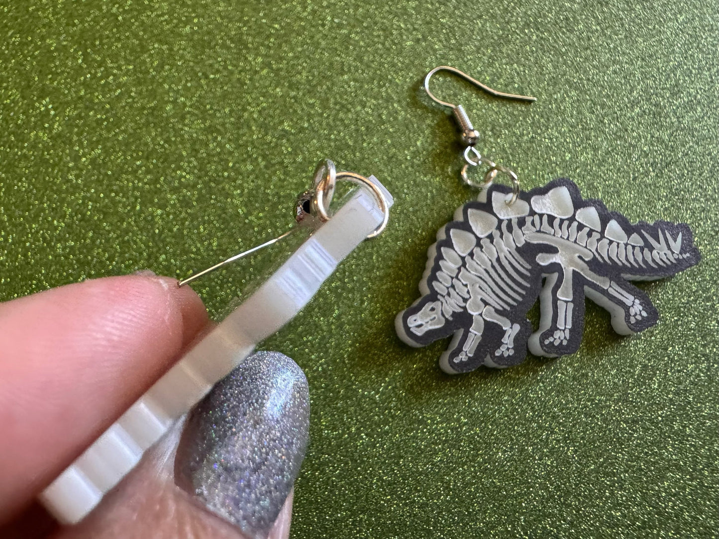 Dinosaur Skeleton Earrings: Laser Cut Acrylic Dinosaurs, Bones, Skeletons, Novelty Earrings, Costume Jewelry, Best Gifts for Her/Him/Them