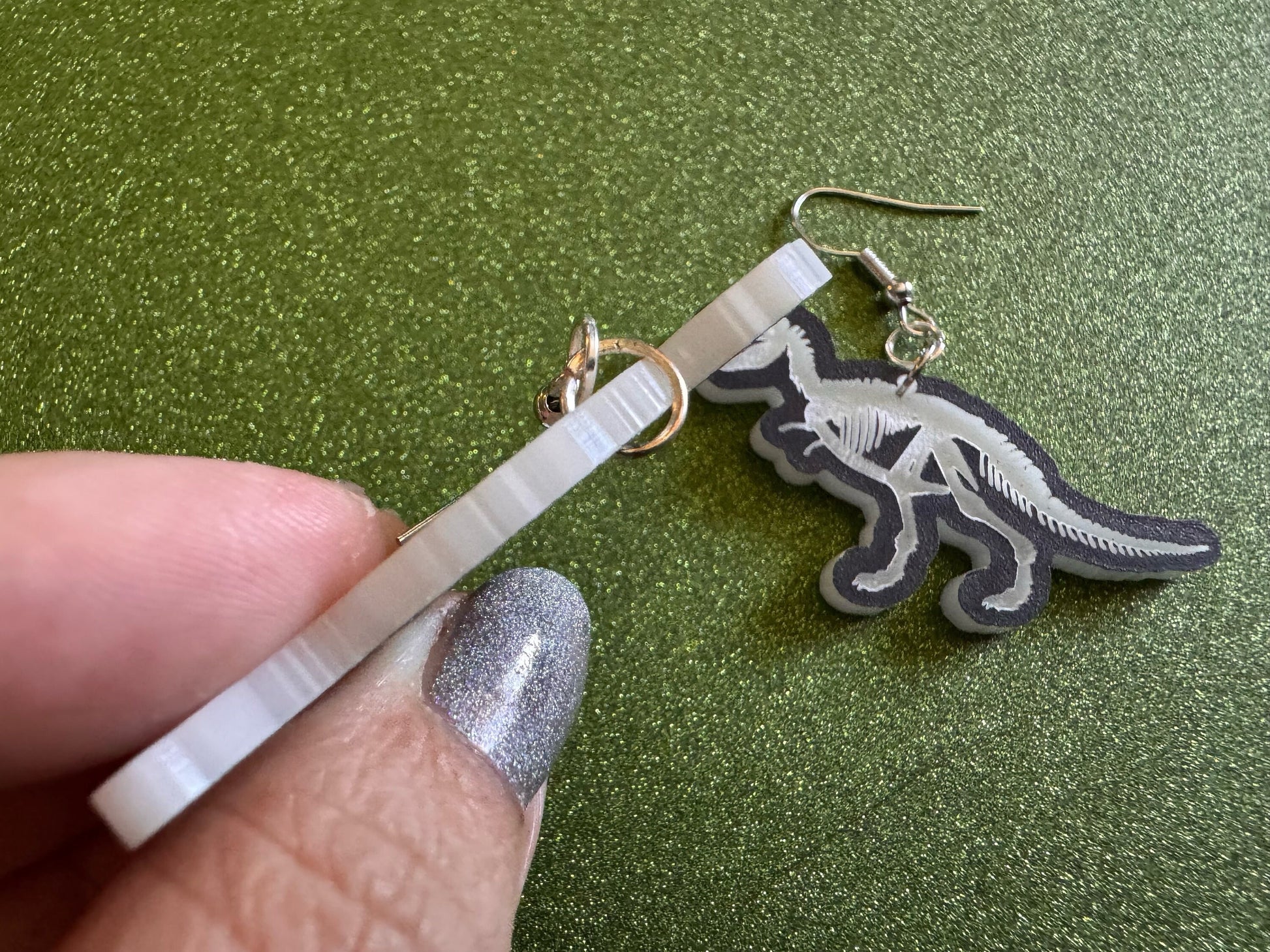 Dinosaur Skeleton Earrings: Laser Cut Acrylic Dinosaurs, Bones, Skeletons, Novelty Earrings, Costume Jewelry, Best Gifts for Her/Him/Them