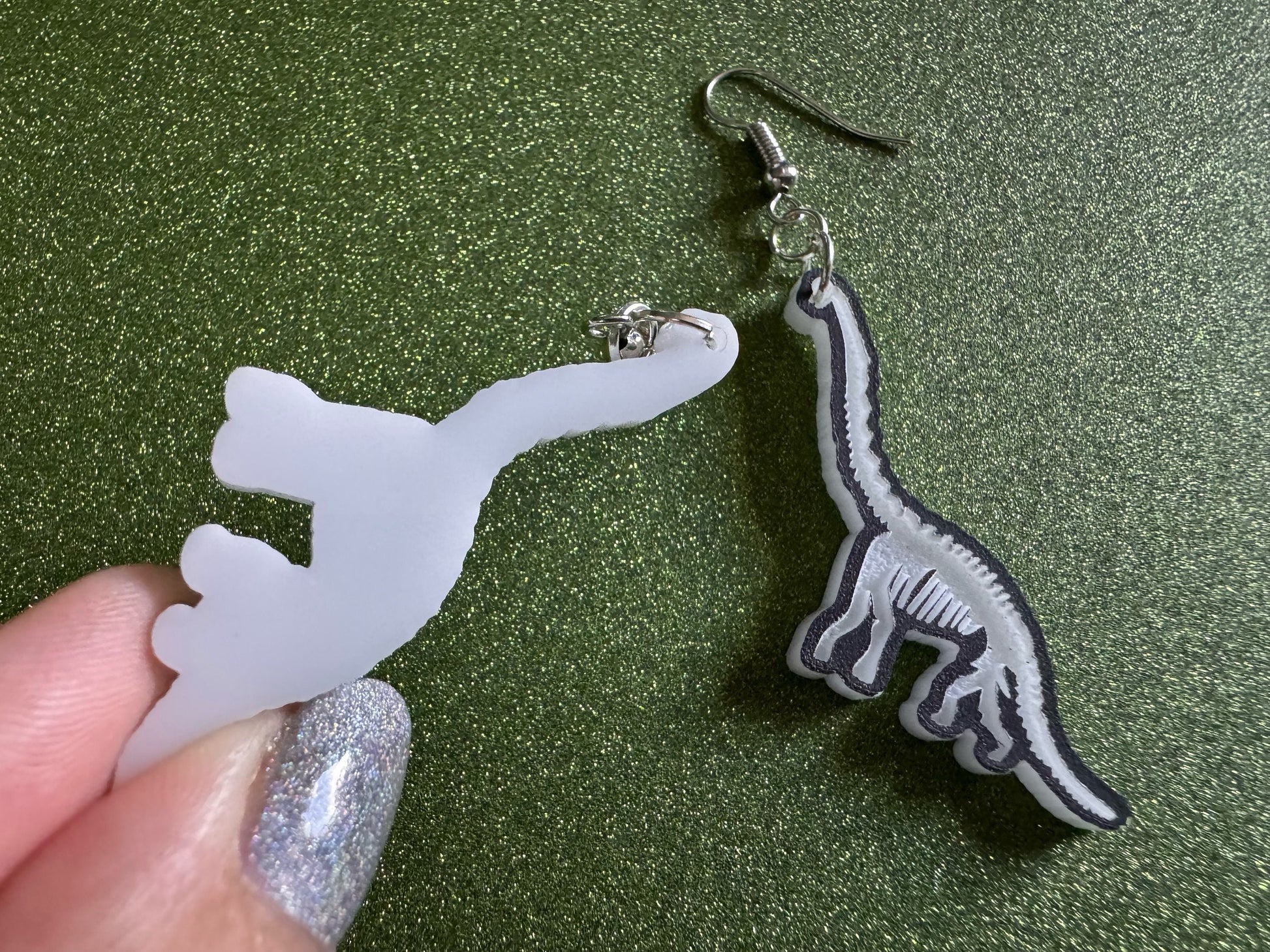 Dinosaur Skeleton Earrings: Laser Cut Acrylic Dinosaurs, Bones, Skeletons, Novelty Earrings, Costume Jewelry, Best Gifts for Her/Him/Them