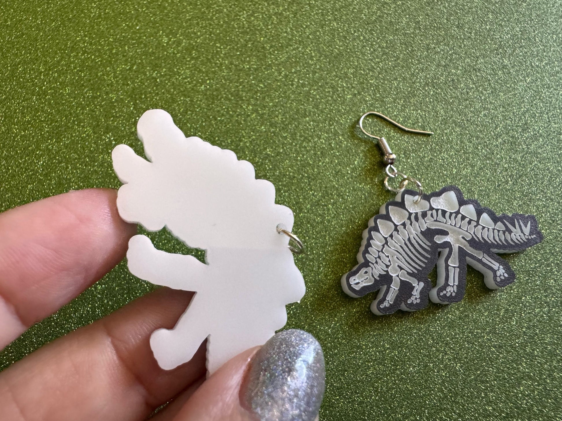 Dinosaur Skeleton Earrings: Laser Cut Acrylic Dinosaurs, Bones, Skeletons, Novelty Earrings, Costume Jewelry, Best Gifts for Her/Him/Them