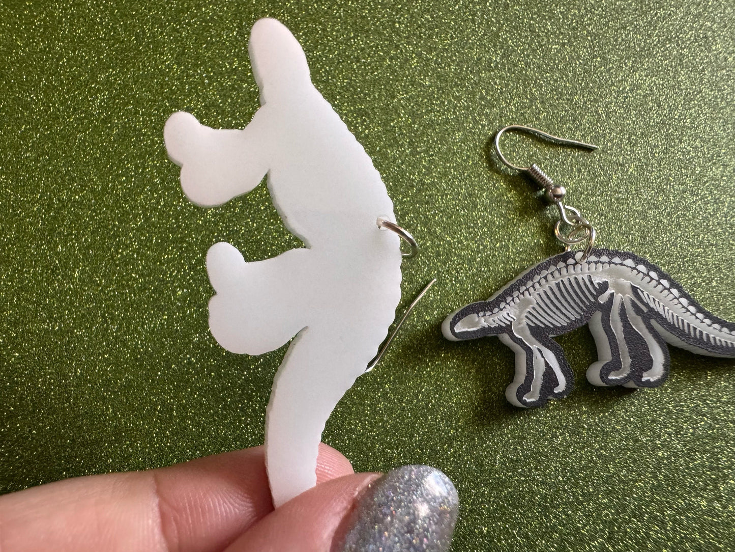 Dinosaur Skeleton Earrings: Laser Cut Acrylic Dinosaurs, Bones, Skeletons, Novelty Earrings, Costume Jewelry, Best Gifts for Her/Him/Them