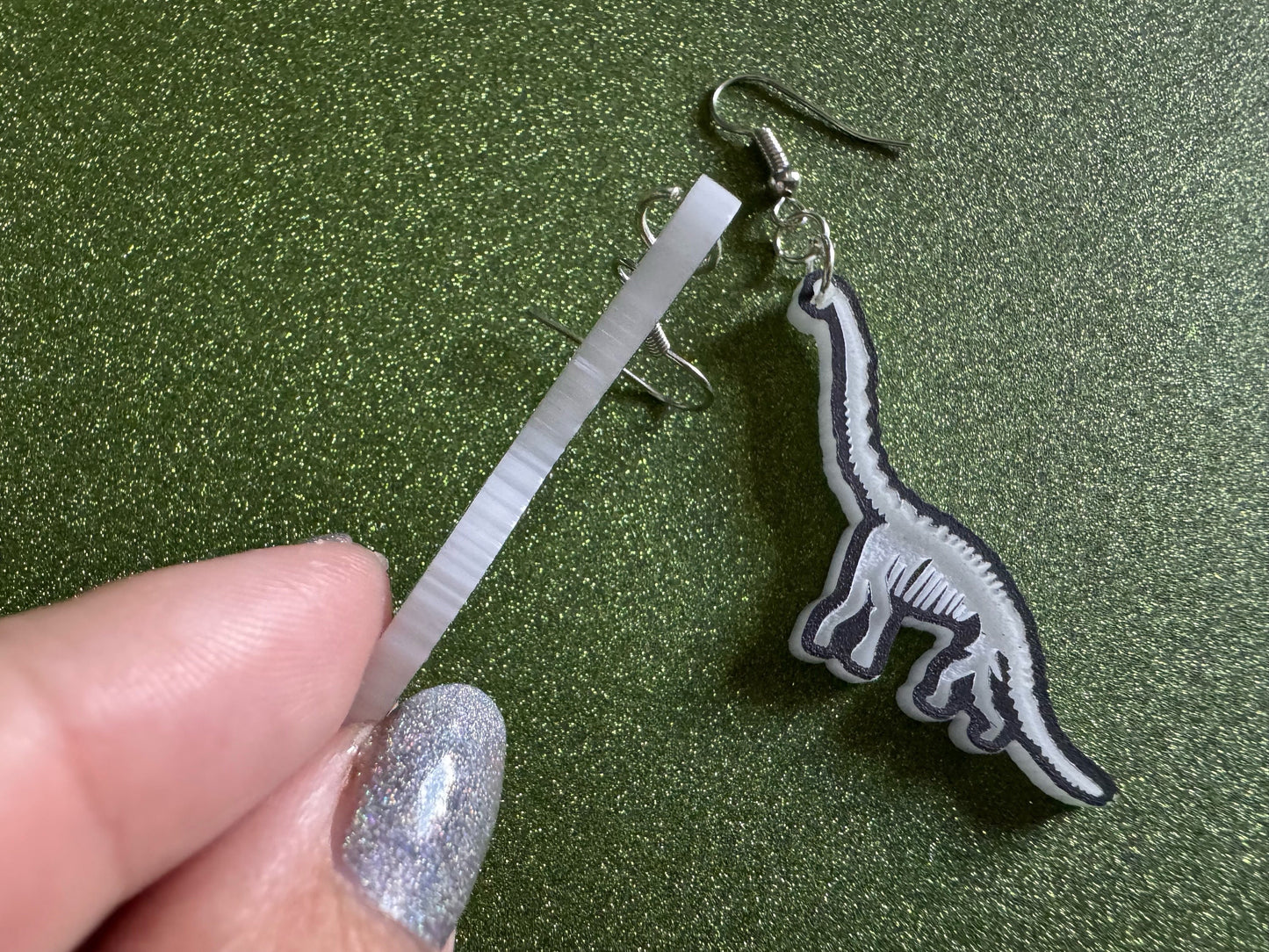Dinosaur Skeleton Earrings: Laser Cut Acrylic Dinosaurs, Bones, Skeletons, Novelty Earrings, Costume Jewelry, Best Gifts for Her/Him/Them