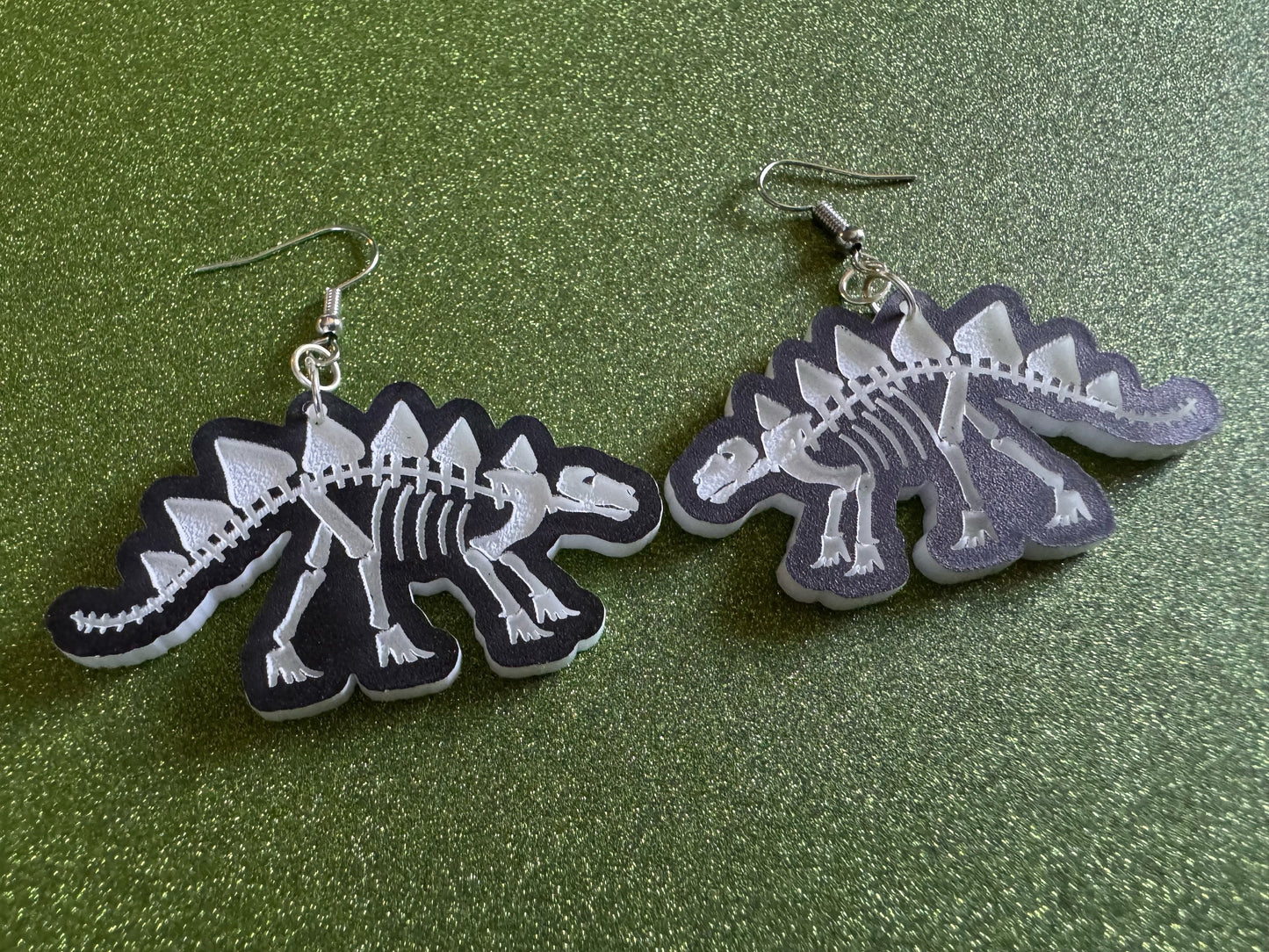 Dinosaur Skeleton Earrings: Laser Cut Acrylic Dinosaurs, Bones, Skeletons, Novelty Earrings, Costume Jewelry, Best Gifts for Her/Him/Them