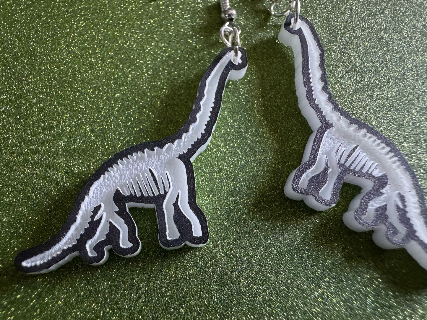 Dinosaur Skeleton Earrings: Laser Cut Acrylic Dinosaurs, Bones, Skeletons, Novelty Earrings, Costume Jewelry, Best Gifts for Her/Him/Them