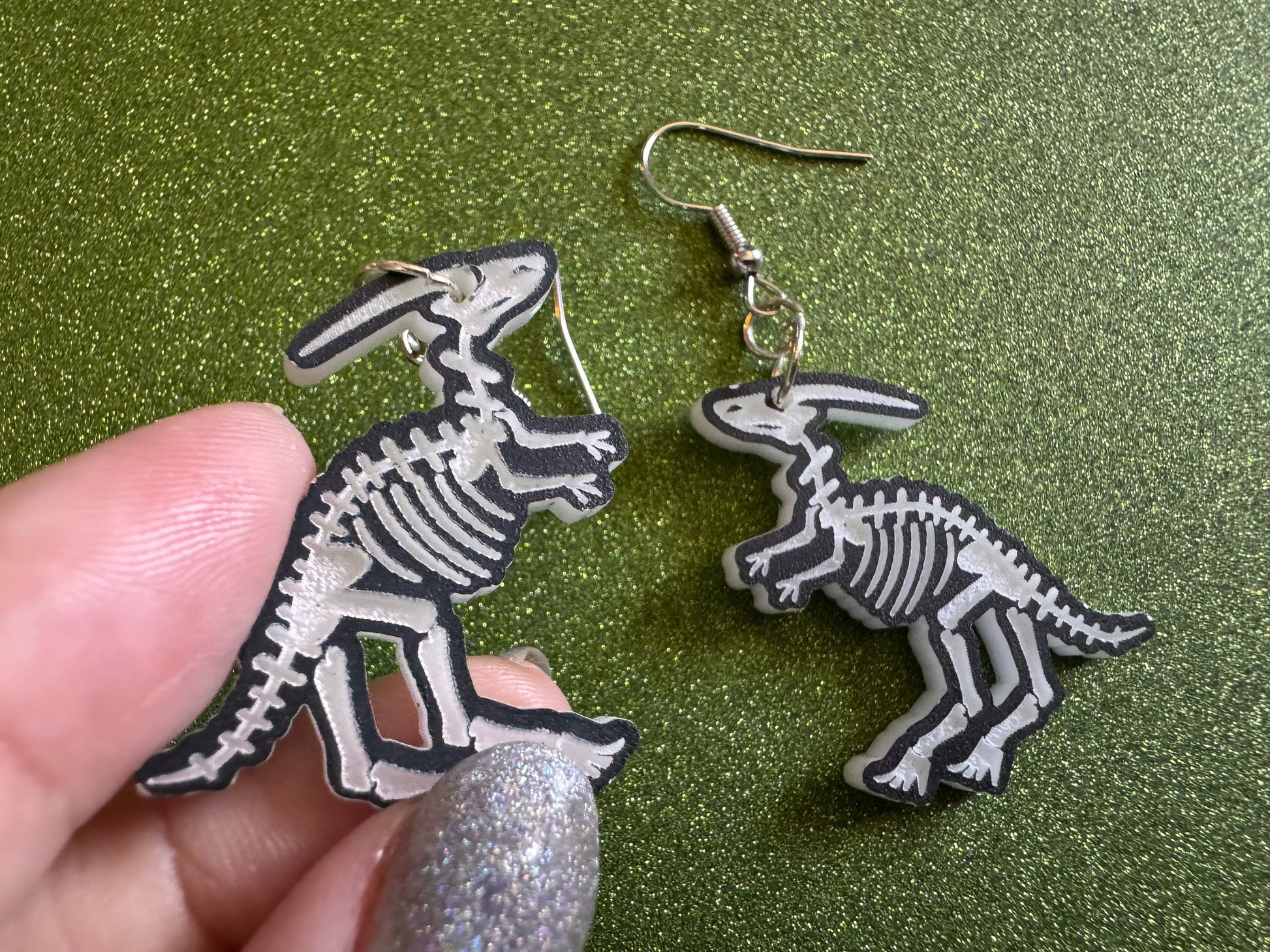 Dinosaur Skeleton Earrings: Laser Cut Acrylic Dinosaurs, Bones, Skeletons, Novelty Earrings, Costume Jewelry, Best Gifts for Her/Him/Them