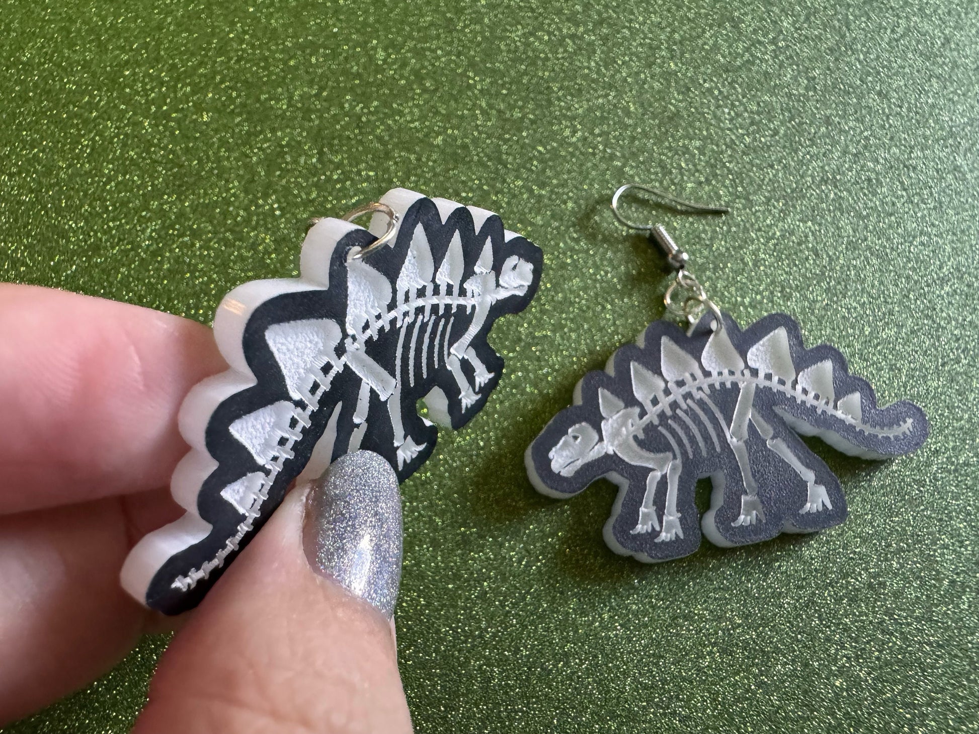Dinosaur Skeleton Earrings: Laser Cut Acrylic Dinosaurs, Bones, Skeletons, Novelty Earrings, Costume Jewelry, Best Gifts for Her/Him/Them