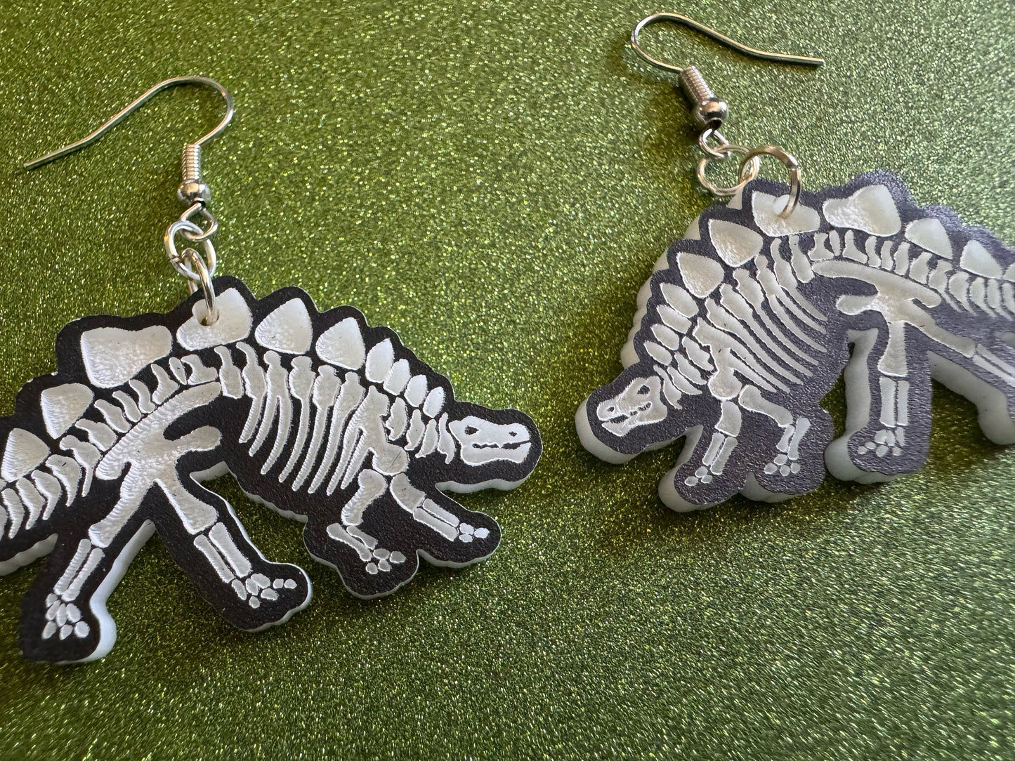 Dinosaur Skeleton Earrings: Laser Cut Acrylic Dinosaurs, Bones, Skeletons, Novelty Earrings, Costume Jewelry, Best Gifts for Her/Him/Them